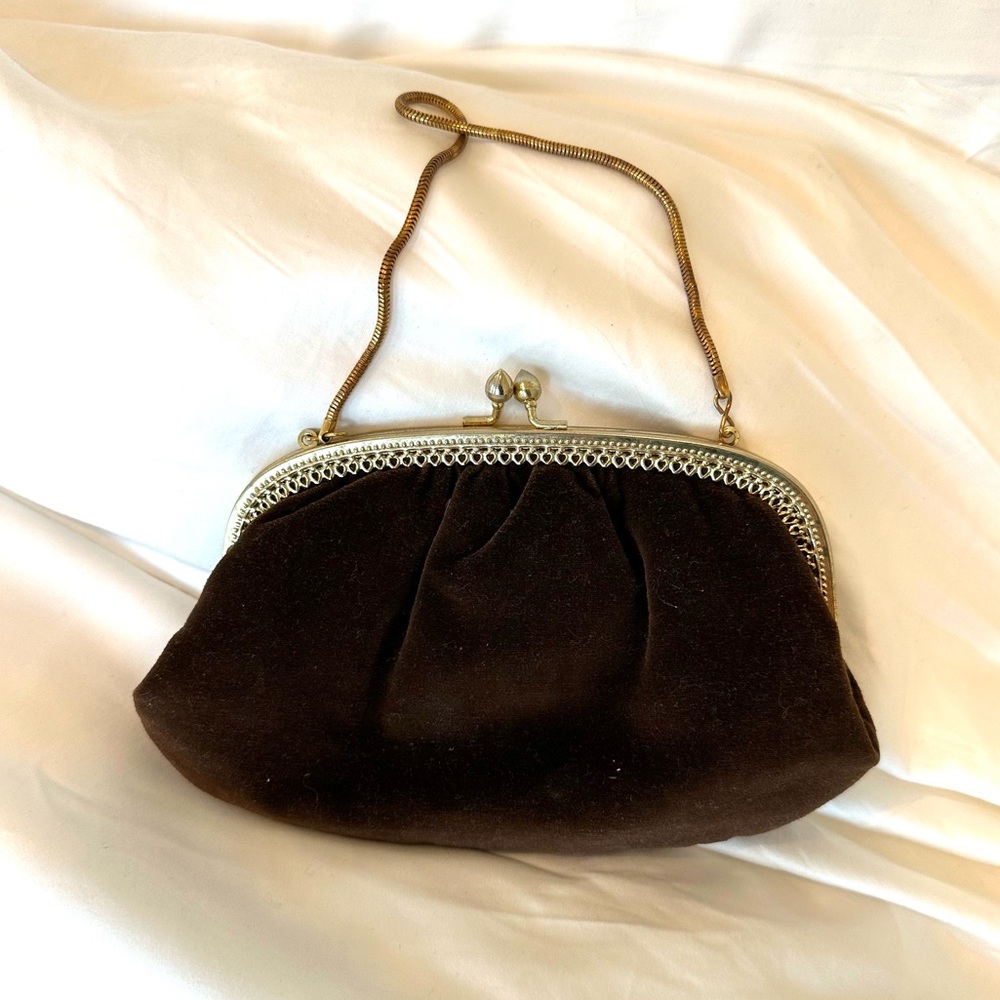 Chocolate brown velvet clutch